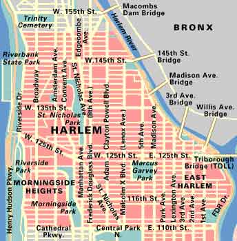 Map of Harlem, NYC