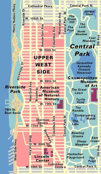 Map of Upper West Side